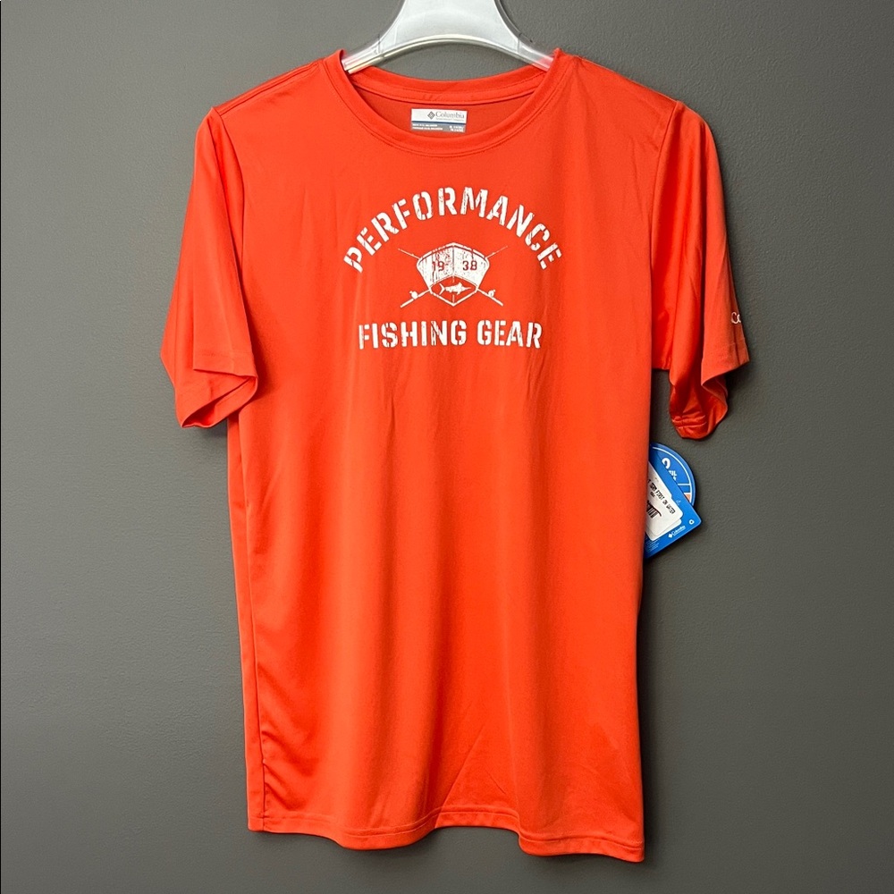 Columbia Bright Orange Fishing Gear Omni Shade UPF 50 Tee - XL (18-20)